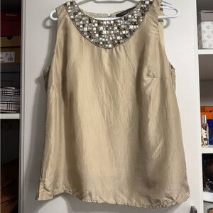Embellished Beige Sleeveless Top
